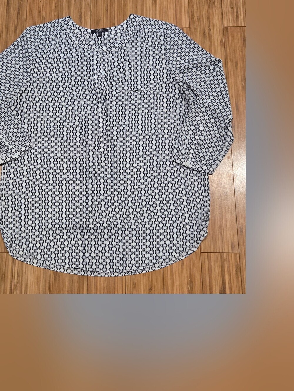 NYDJ Patterned Long-Sleeve Shirt - Black & White